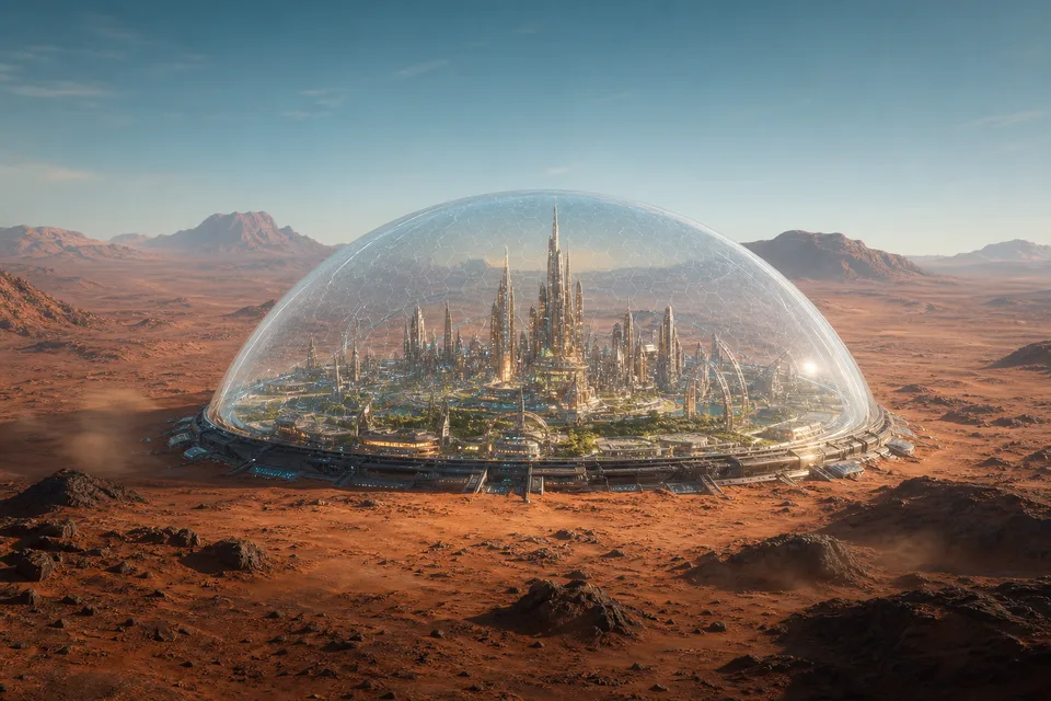 Dome City — PlanetIdle Mars structure, in-game scene