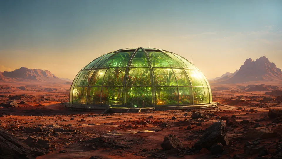 Greenhouse Dome — PlanetIdle Mars structure, in-game scene