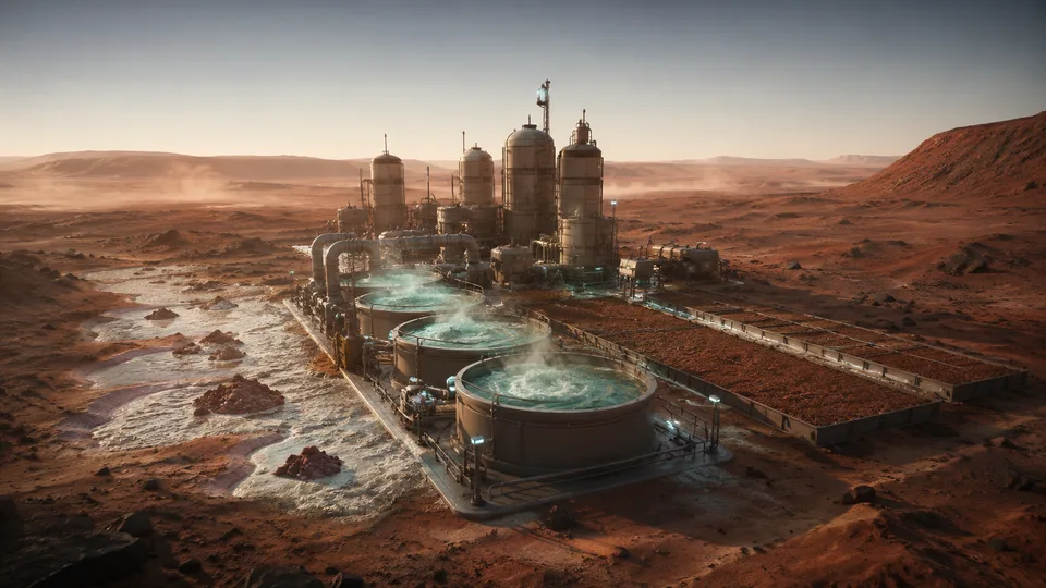 Perchlorate Scrubber — PlanetIdle Mars structure, in-game scene