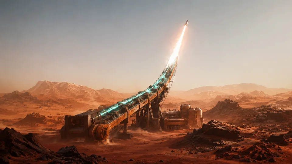 Mass Driver Foundry — PlanetIdle Mars structure, in-game scene