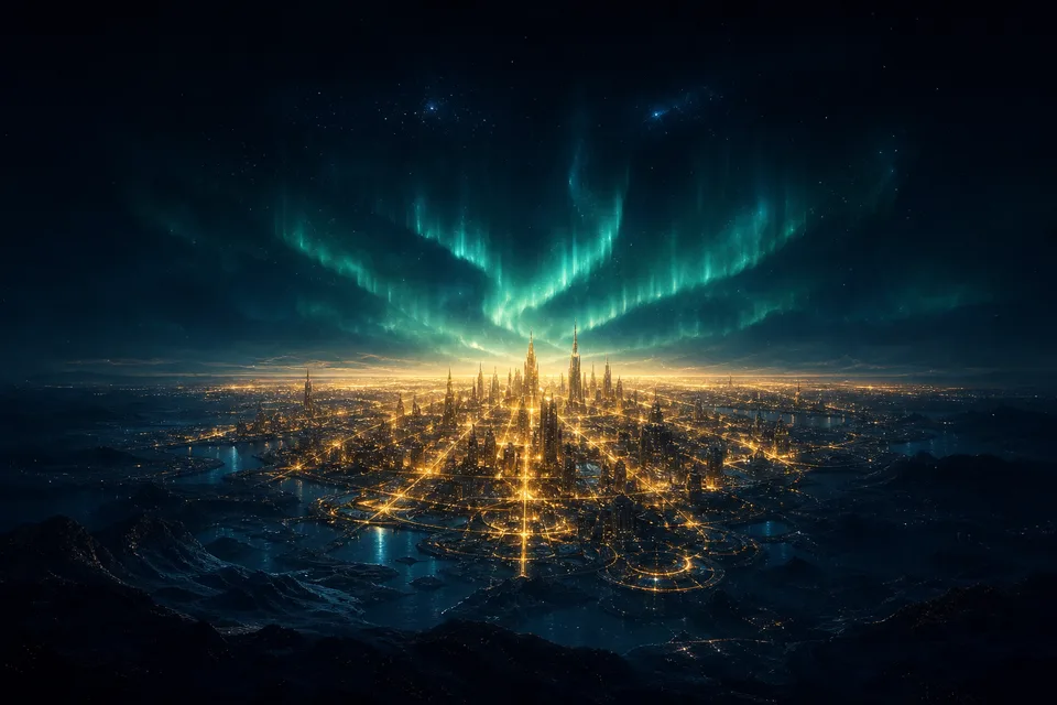 City Lightgrid — PlanetIdle Earth structure, in-game scene